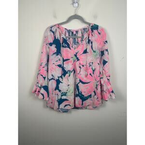 Lilly Pulitzer Willa Blouse Size Large Flouncy EUC